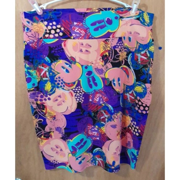 LuLaRoe Skirt 3x bodycon Mickey Mouse Straight Pencil Art to Wear Multi-color - Picture 1 of 7